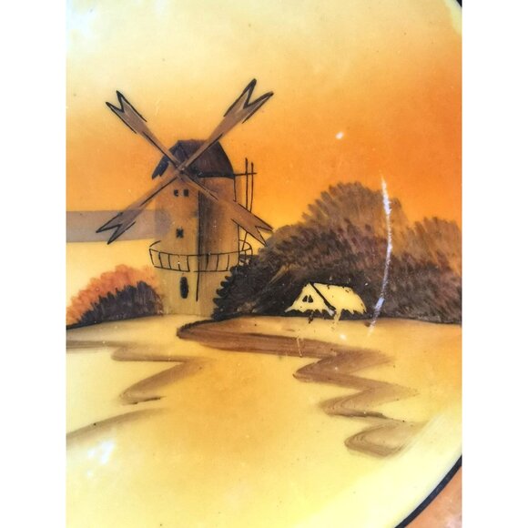 Set of 6- 1950s MADE IN JAPAN Lusterware Plates | Windmill Countryside Scenic - Picture 9 of 11